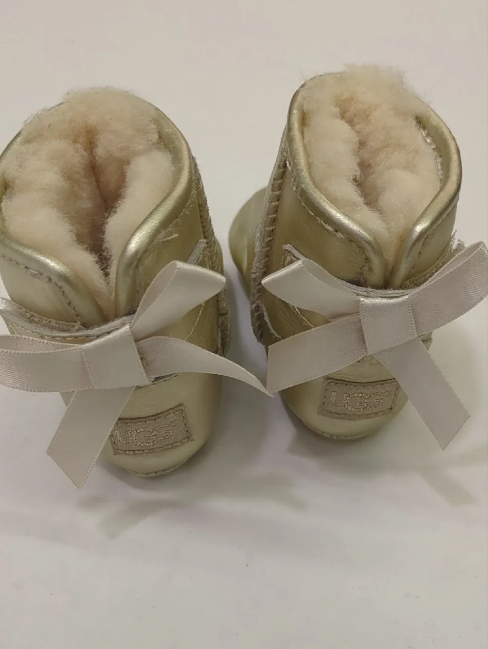 Metallic Gold Baby Booties with Shearling Lining